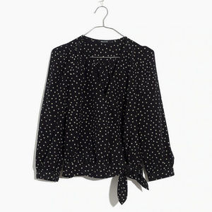 Madewell Silk Wrap Top In Star Scatter